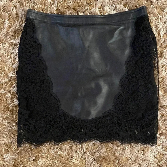 ROBERTO Cavalli leather/lace skirt size L - Picture 1 of 5